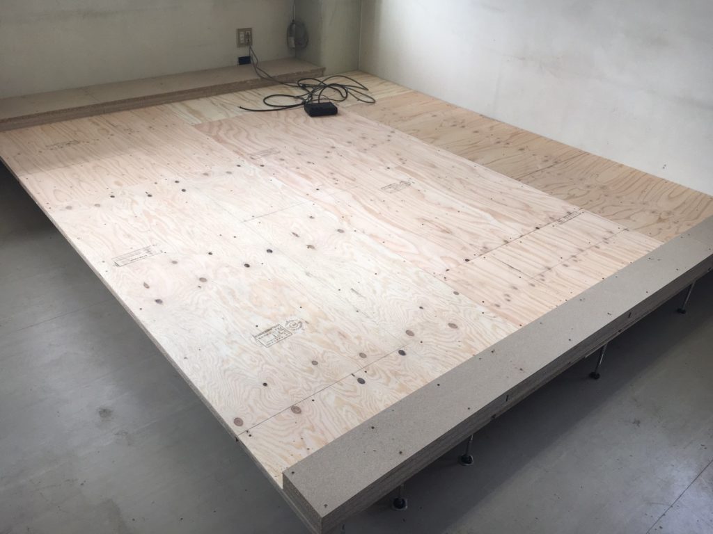 ドラッグストア従業員休憩スペースへの置床・乾式二重床工事