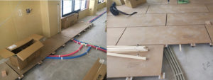 ゲストハウス新築工事、置床・乾式二重床施工