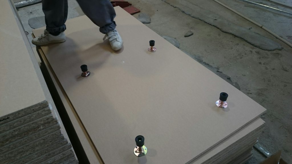 体育館スポーツ施設フロア置き床、二重床、フローリング普通張り工事